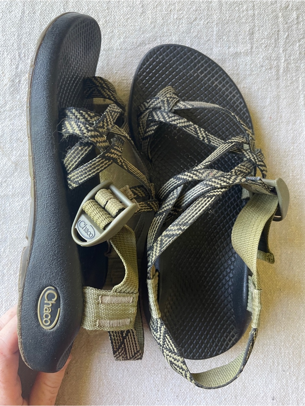 Chaco Women's Black and Olive Green Sport Sandals